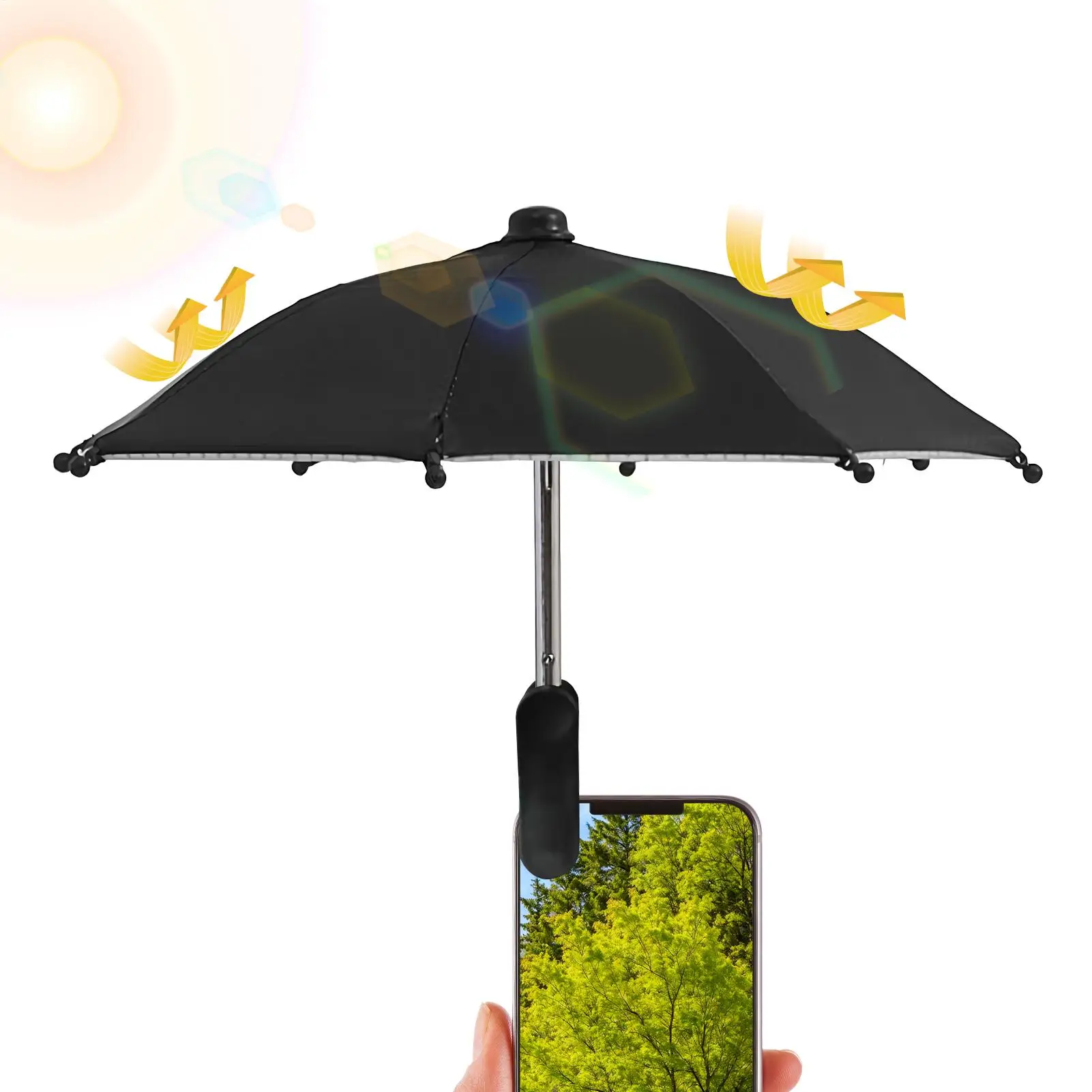 Cell Phone Umbrella Holder with Clip for Sun Shade Cell Phone Umbrella Phone Clip Outdoor Anti-Glare Sunshade Protect Your Phone