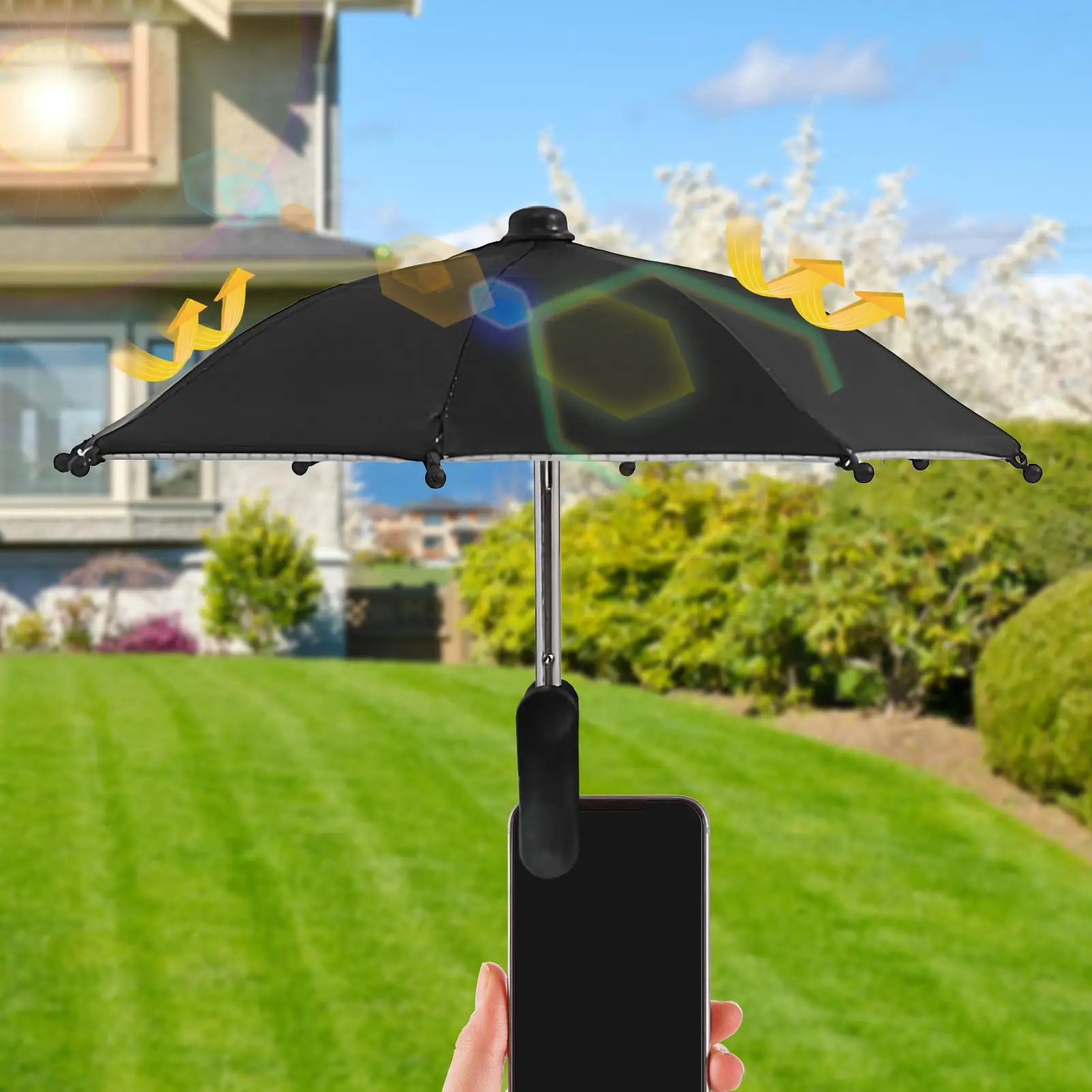 Cell Phone Umbrella Holder with Clip for Sun Shade Cell Phone Umbrella Phone Clip Outdoor Anti-Glare Sunshade Protect Your Phone