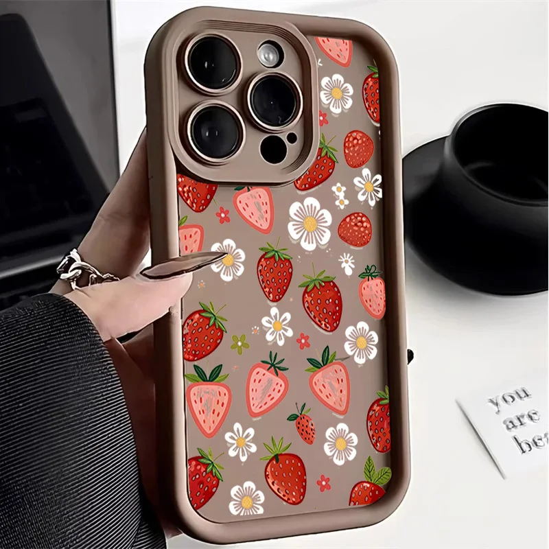 Cute Summer Fruits Strawberry Case For VIVO V70 FE V60 V50 V40 Lite Y400 Y05 V30 V29 V23 V25 Pro V30E V27E V29E V23E V25E Cover