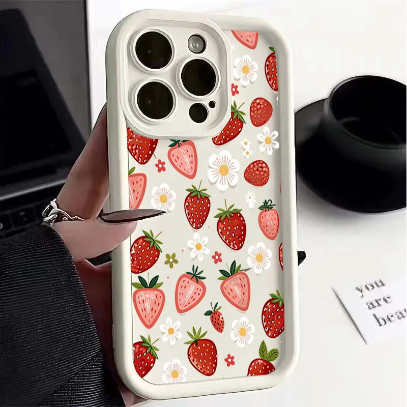 Cute Summer Fruits Strawberry Case For VIVO V70 FE V60 V50 V40 Lite Y400 Y05 V30 V29 V23 V25 Pro V30E V27E V29E V23E V25E Cover