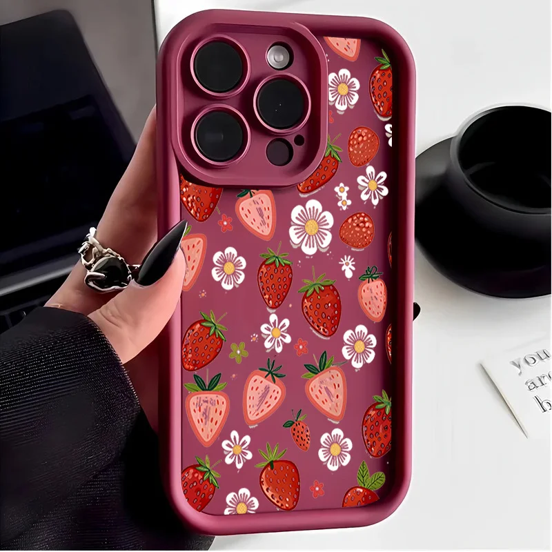 Cute Summer Fruits Strawberry Case For VIVO V70 FE V60 V50 V40 Lite Y400 Y05 V30 V29 V23 V25 Pro V30E V27E V29E V23E V25E Cover