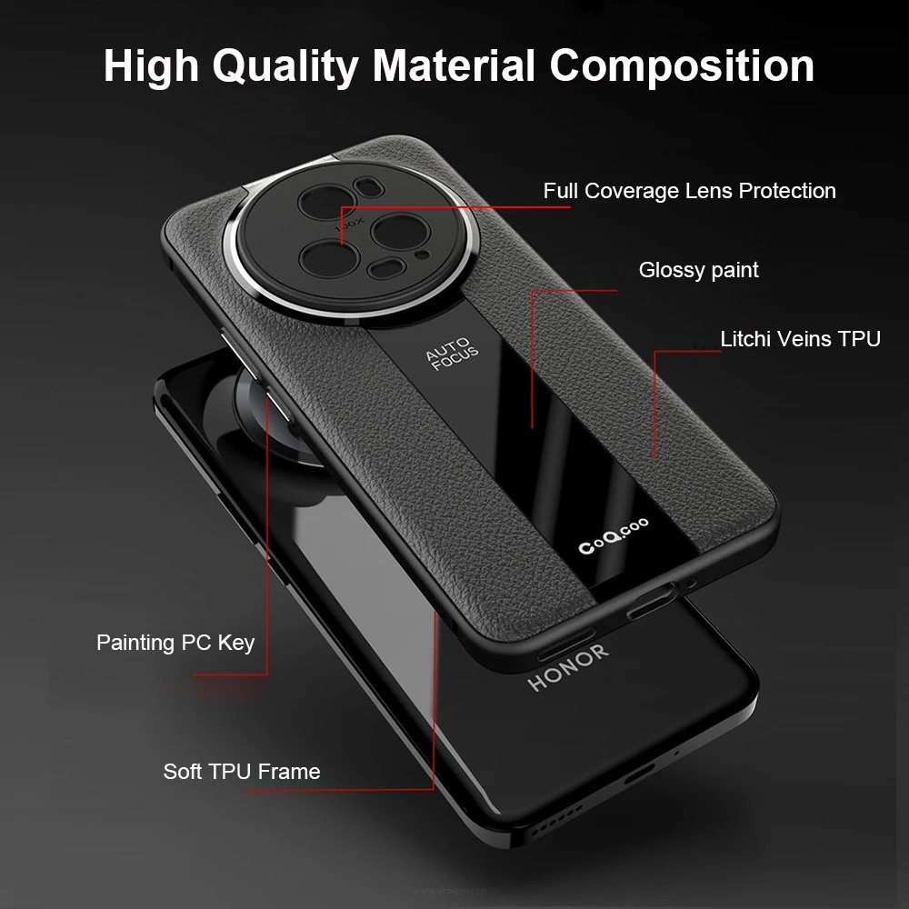 Magic6Pro Luxury Litchi Veins Silicone Phone Case For Honor Magic 6 Pro thin Painting TPU Cover Coque For Magic 6Pro Casing