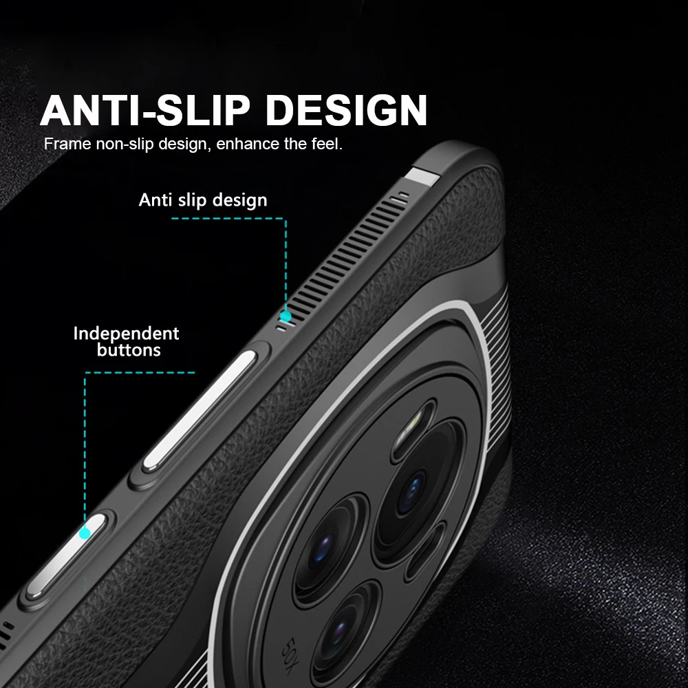 Magic6Pro Luxury Litchi Veins Silicone Phone Case For Honor Magic 6 Pro thin Painting TPU Cover Coque For Magic 6Pro Casing