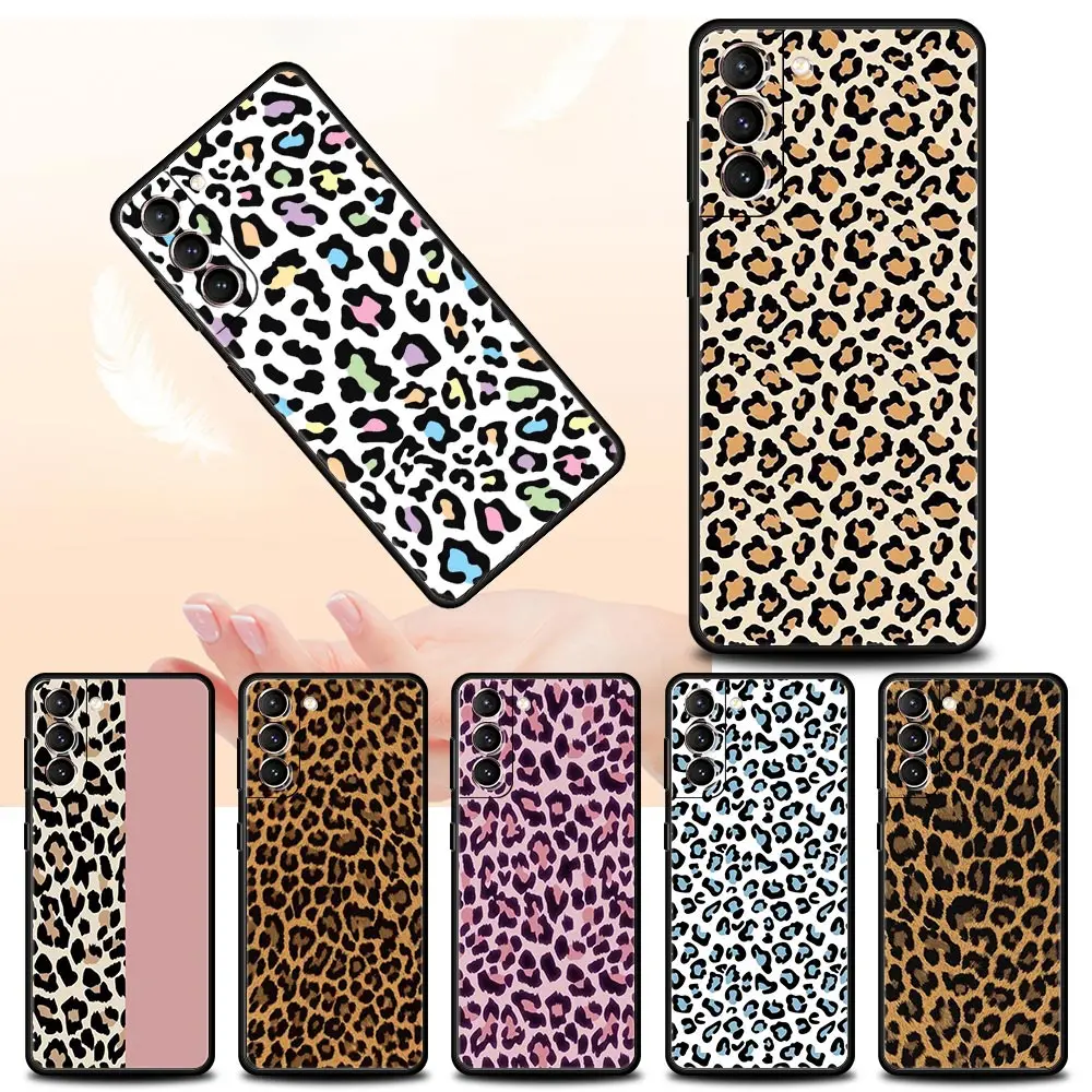 Phone Case For Samsung Galaxy S24 S23 S22 Ultra S20 S21 FE 5G S10 S9 Plus S10E S8 S7 Edge Silicone Cover Leopard Cheetah print