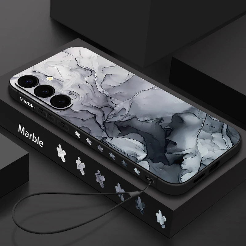 Marble Lanyard Phone Case For Samsung Galaxy S26 S25 S24 S23 S22 Ultra Plus S25 FE Magnetic For Magsafe Wireless Charge Cover