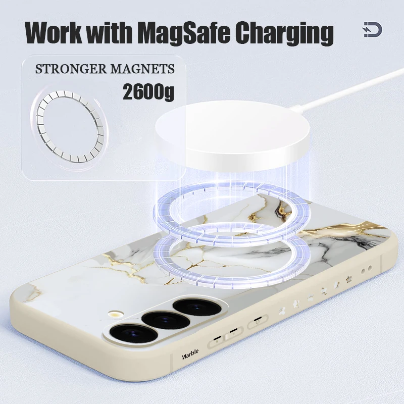 Marble Lanyard Phone Case For Samsung Galaxy S26 S25 S24 S23 S22 Ultra Plus S25 FE Magnetic For Magsafe Wireless Charge Cover