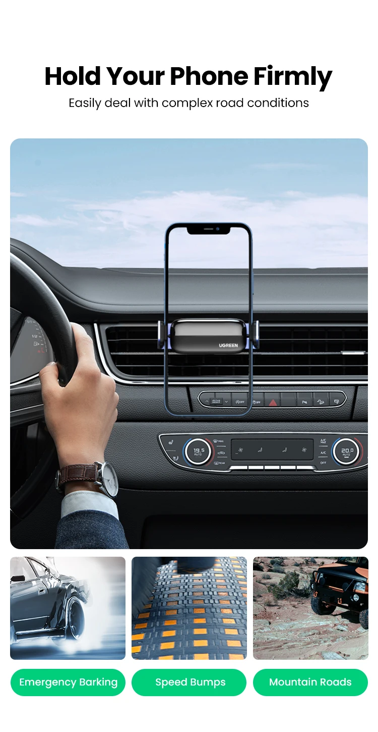 UGREEN Car Phone Holder Stand For Mobile Phone Air Vent Phone Stand for Xiaomi Samsung iPhone 16 15 Telephone Car Holder Stand