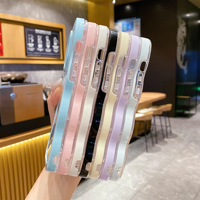 2 in 1 Wavy Frame Phone Case For iPhone 15 Pro Max 17 Air 16 14 13 11 12 Magnetic Wireless Charge Shockproof Back Cover