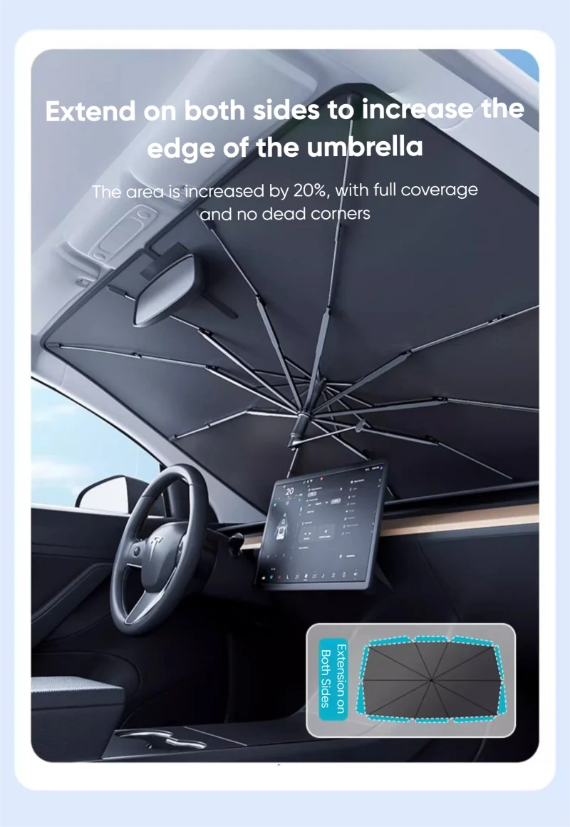 Car Windshield Sunshade Umbrella With 360 ° Rotation Flexible Handle Front Window Sunshade UV Protection Heat Insulation