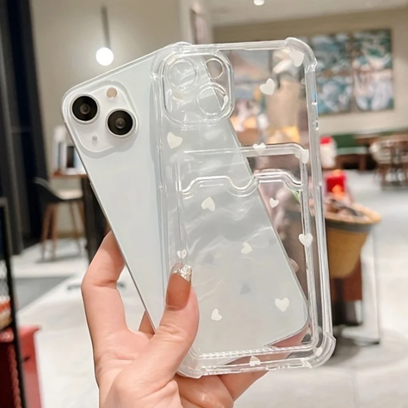 Retro Style Elegant Heart Design Phone Case For iPhone 17 16 Pro Max Cases iPhone 15 14 13 12 11 XS X 7 8 Plus Card Holder Cover
