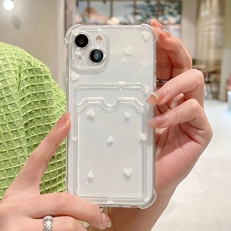 Retro Style Elegant Heart Design Phone Case For iPhone 17 16 Pro Max Cases iPhone 15 14 13 12 11 XS X 7 8 Plus Card Holder Cover