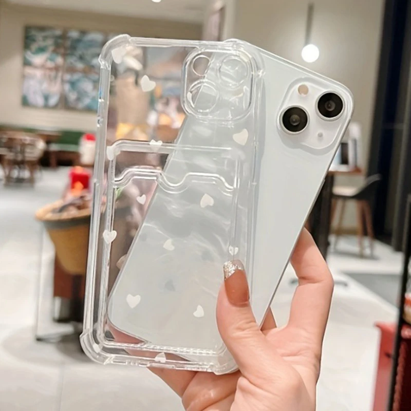 Retro Style Elegant Heart Design Phone Case For iPhone 17 16 Pro Max Cases iPhone 15 14 13 12 11 XS X 7 8 Plus Card Holder Cover