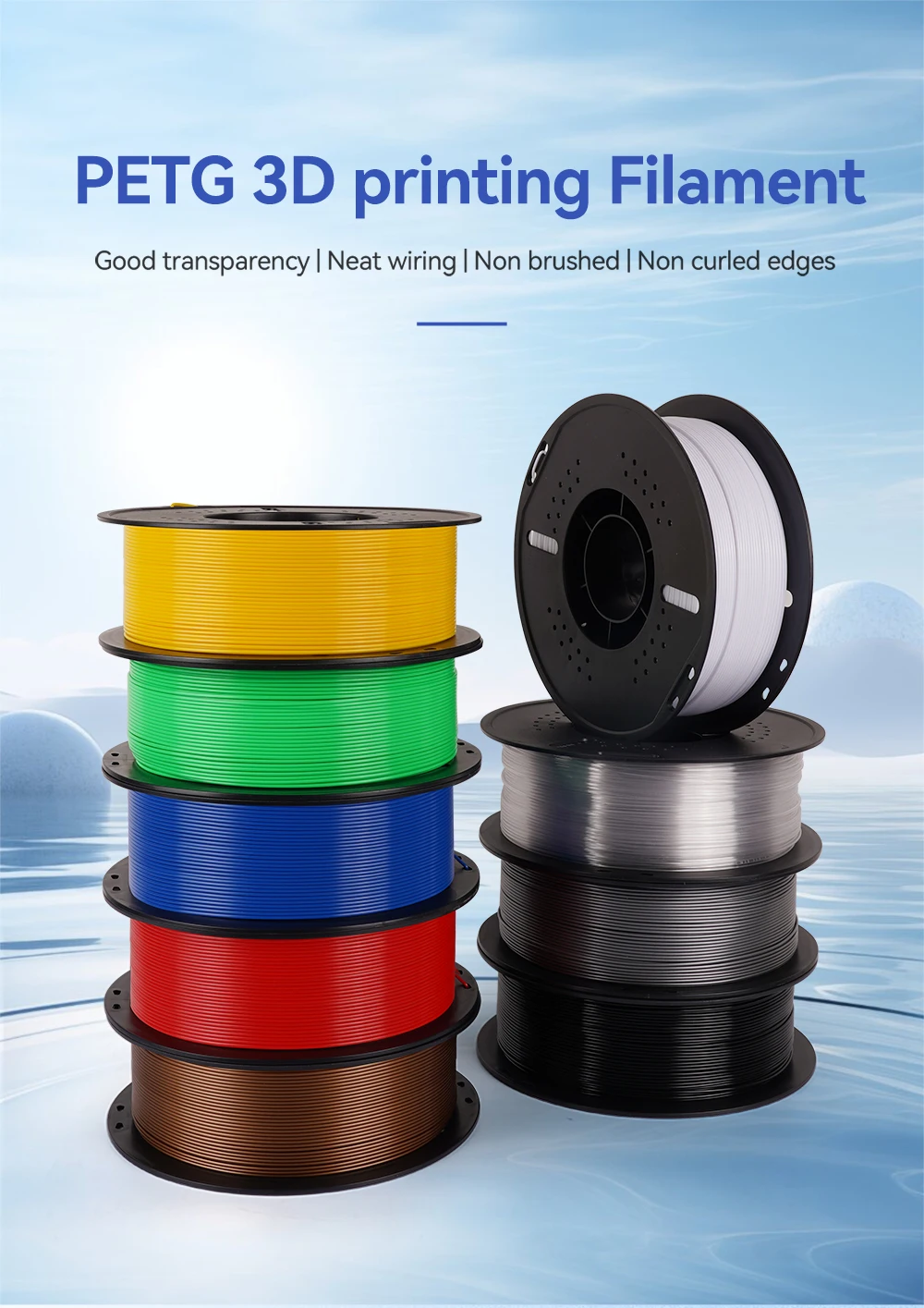 KINGROON 10KG 1.75mm PETG Filament Tangle-Free, High Quality 3D Printing Eco-friendly Plastic Consumables 22LBS, Vacuum Packaging 3D Printing