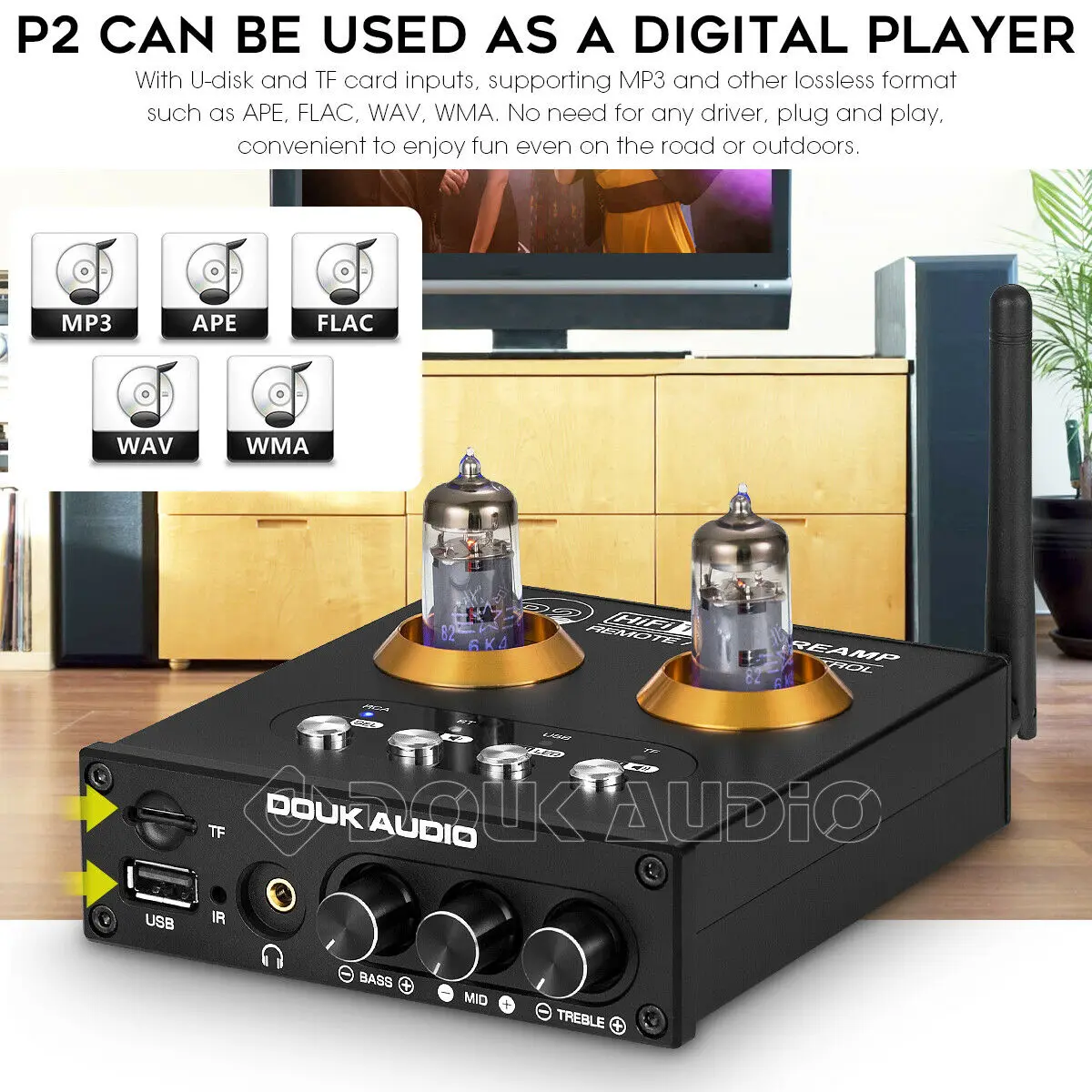 Nobsound Mini Bluetooth 5.0 Vacuum Tube Preamp HiFi Stereo Receiver USB Player Audio Headphone Amplifier
