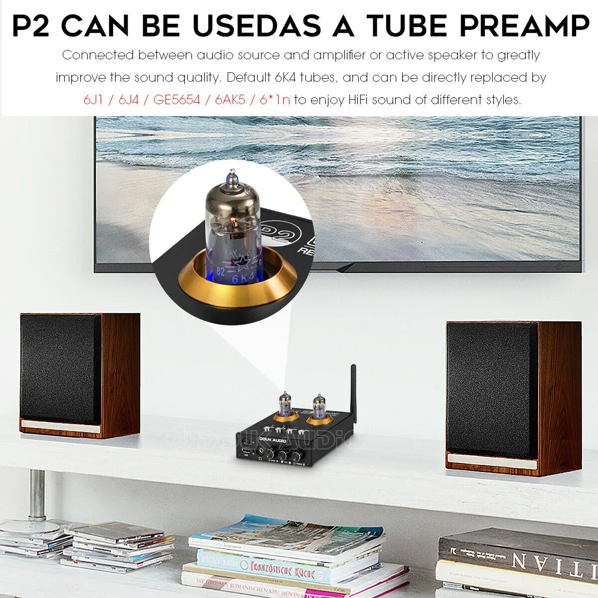 Nobsound Mini Bluetooth 5.0 Vacuum Tube Preamp HiFi Stereo Receiver USB Player Audio Headphone Amplifier