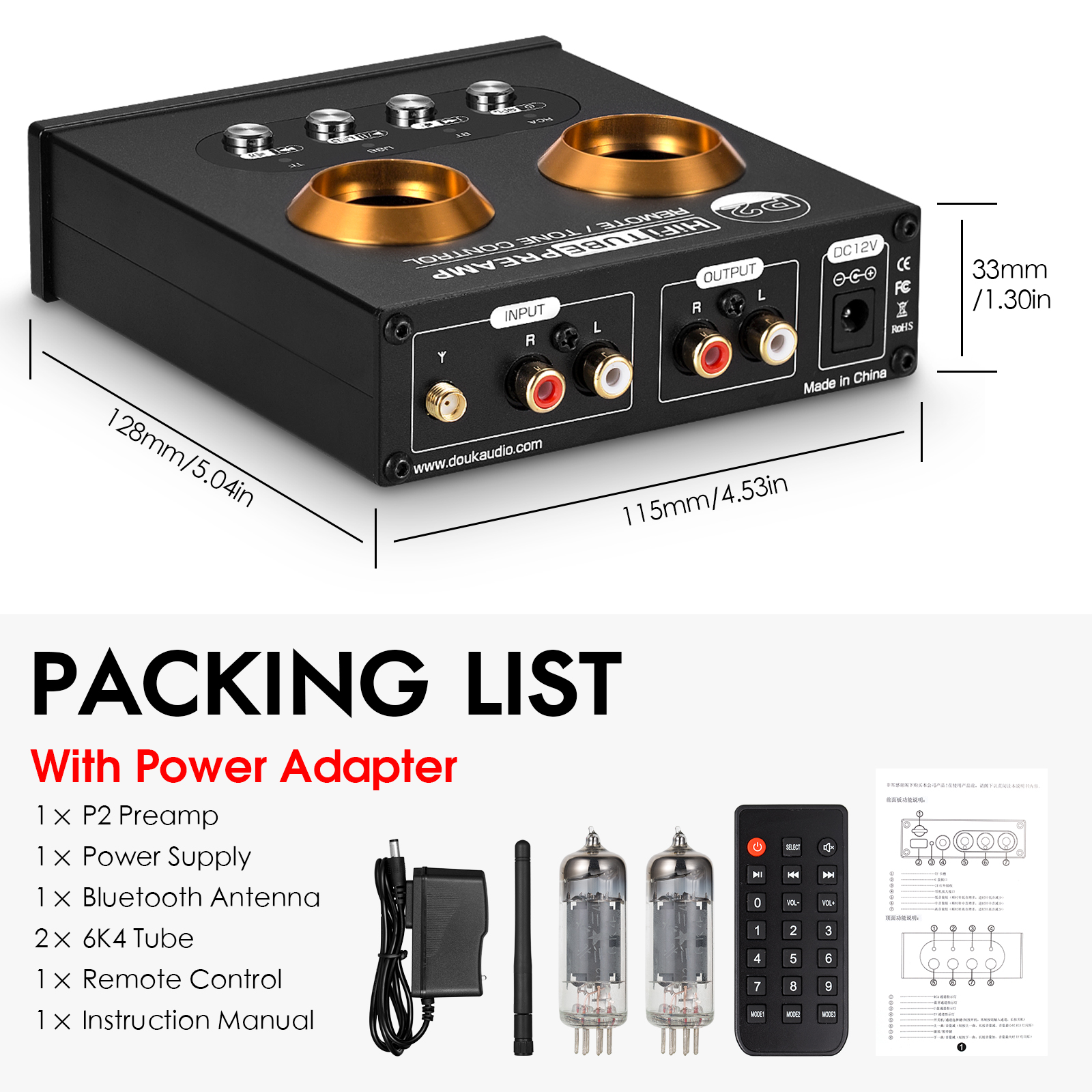 Nobsound Mini Bluetooth 5.0 Vacuum Tube Preamp HiFi Stereo Receiver USB Player Audio Headphone Amplifier