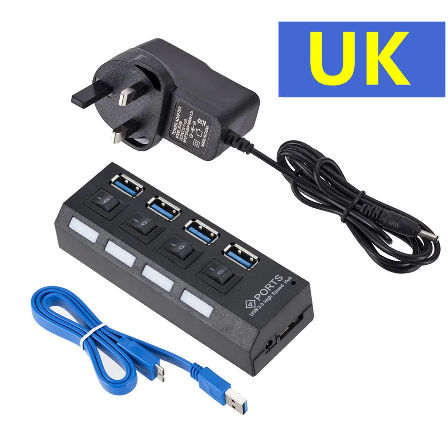 Mini USB HUB 3.0 Super Speed 5Gbps usb3.0 4 Ports HUB Portable Micro USB 3.0 HUB Splitter With External Power Adapter For PC Acc