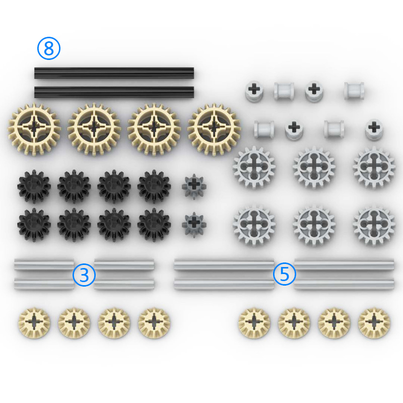 High-Tech Parts Gear Cross Axles Pin Set MOC Friends Bricks Building Blocks Accessory Mechanical DIY Car Bulk Compatible Toys