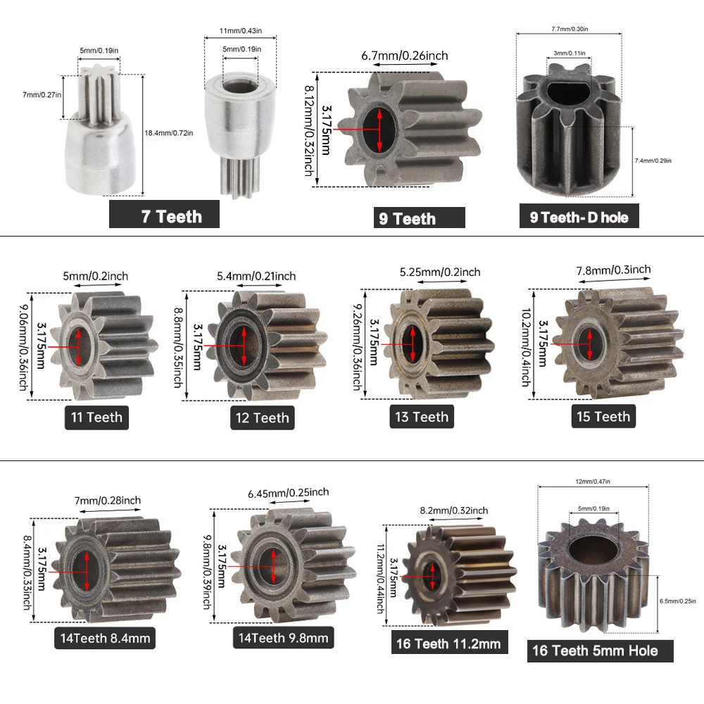 1pc Gear 7/ 9/11/12/13/14/15/16 Teeth Metal Gear for RS550/775/795/755 DC Motor For Fan Home Tool Toy
