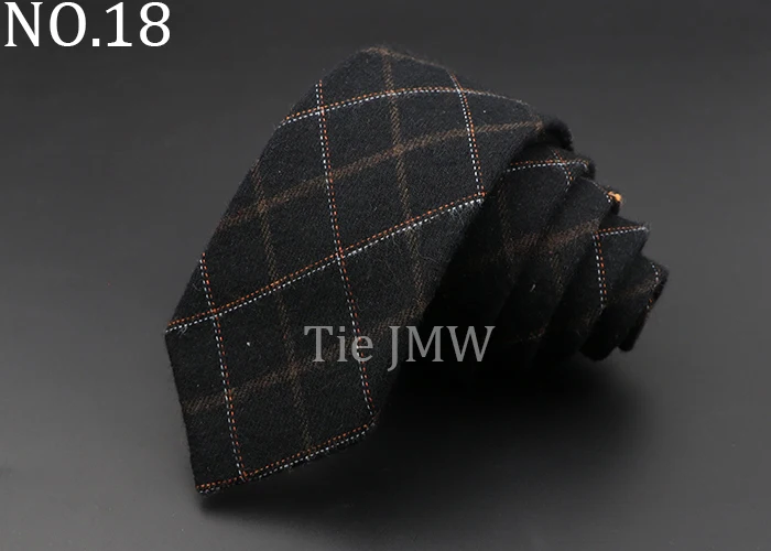 Mens Ties 6cm Classic Cotton Handmade Skinny Grey Plaid Neckties Striped Narrow Collar Slim Cashmere Casual Tie Accessories Gift
