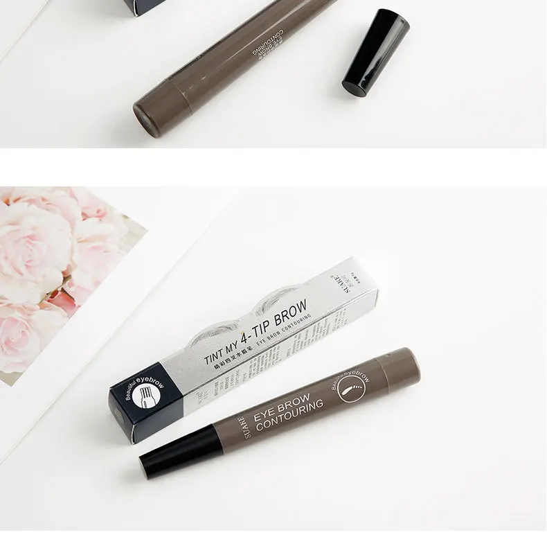 4D Microblading Eyebrow Pen 4 Forks Tip Eyebrow Tattoo Pencil Long Lasting Fine Sketch Liquid Eye Brow Make Up