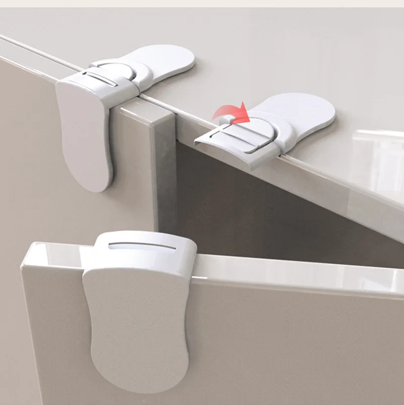 Baby Safety Drawer Lock Anti-Pinching Hand Cabinet Drawer Locks Plastic White Safety Buckle for Children Kids Protection