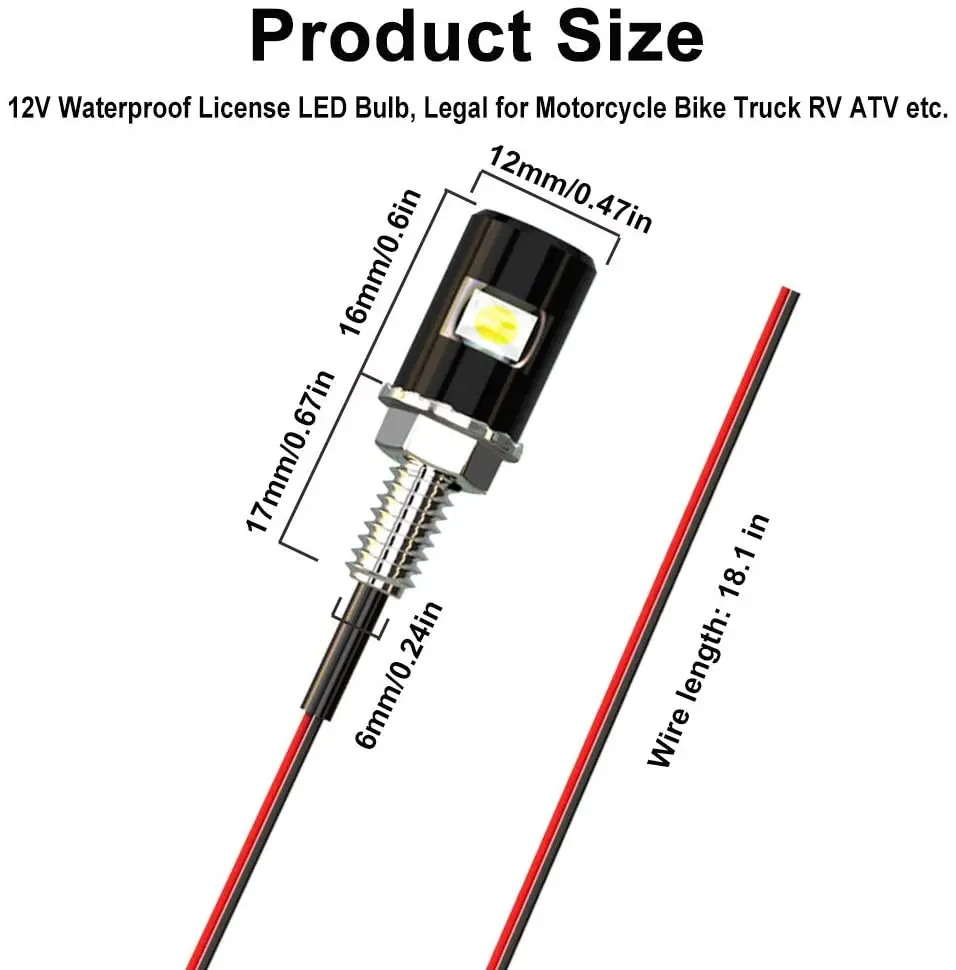 LED Car Motorcycle License Number Plate Lights Lamp Auto Tail Front Screw Bolt Bulbs Lamps Light Source 12V 5630 SMD