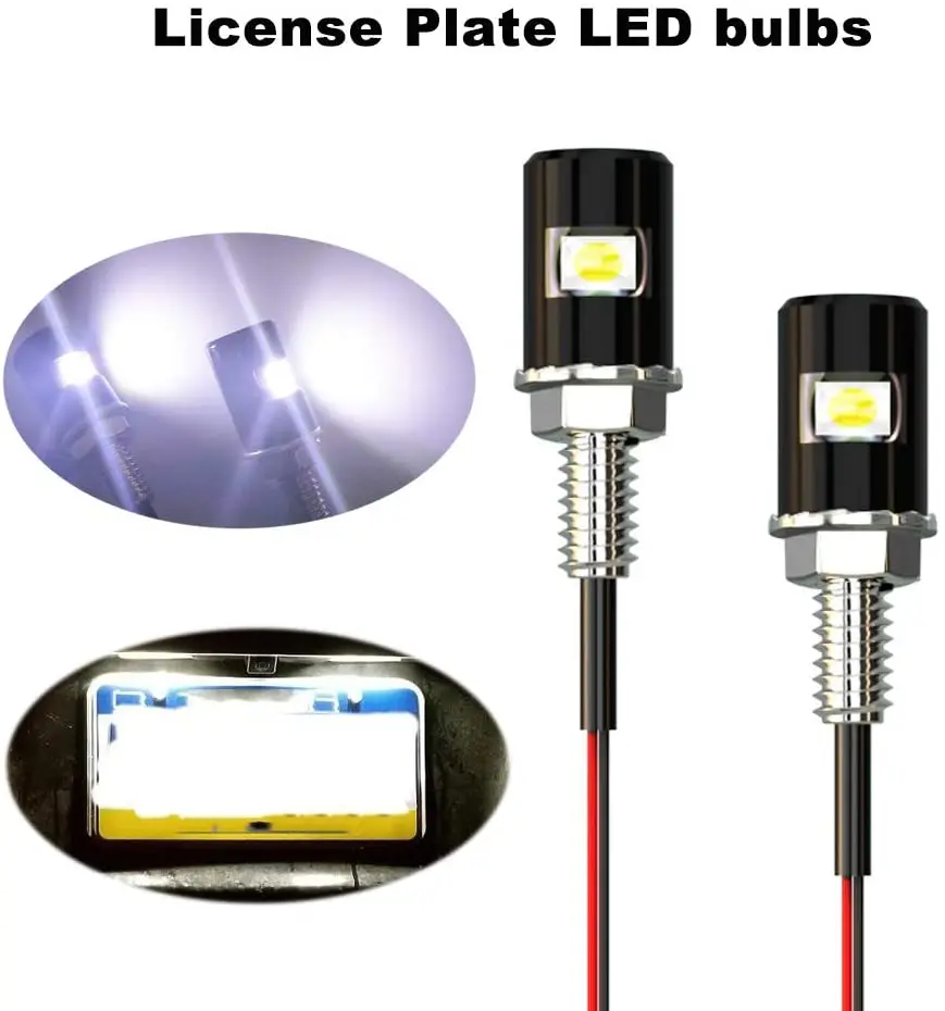 LED Car Motorcycle License Number Plate Lights Lamp Auto Tail Front Screw Bolt Bulbs Lamps Light Source 12V 5630 SMD