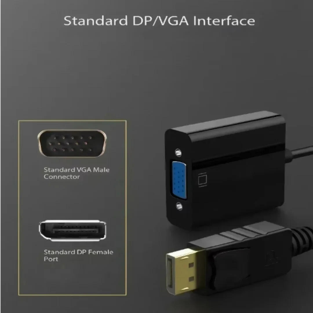 LccKaa DisplayPort Display Port DP to VGA Adapter Cable Male to Female Converter for PC Computer Laptop HDTV Monitor Projector