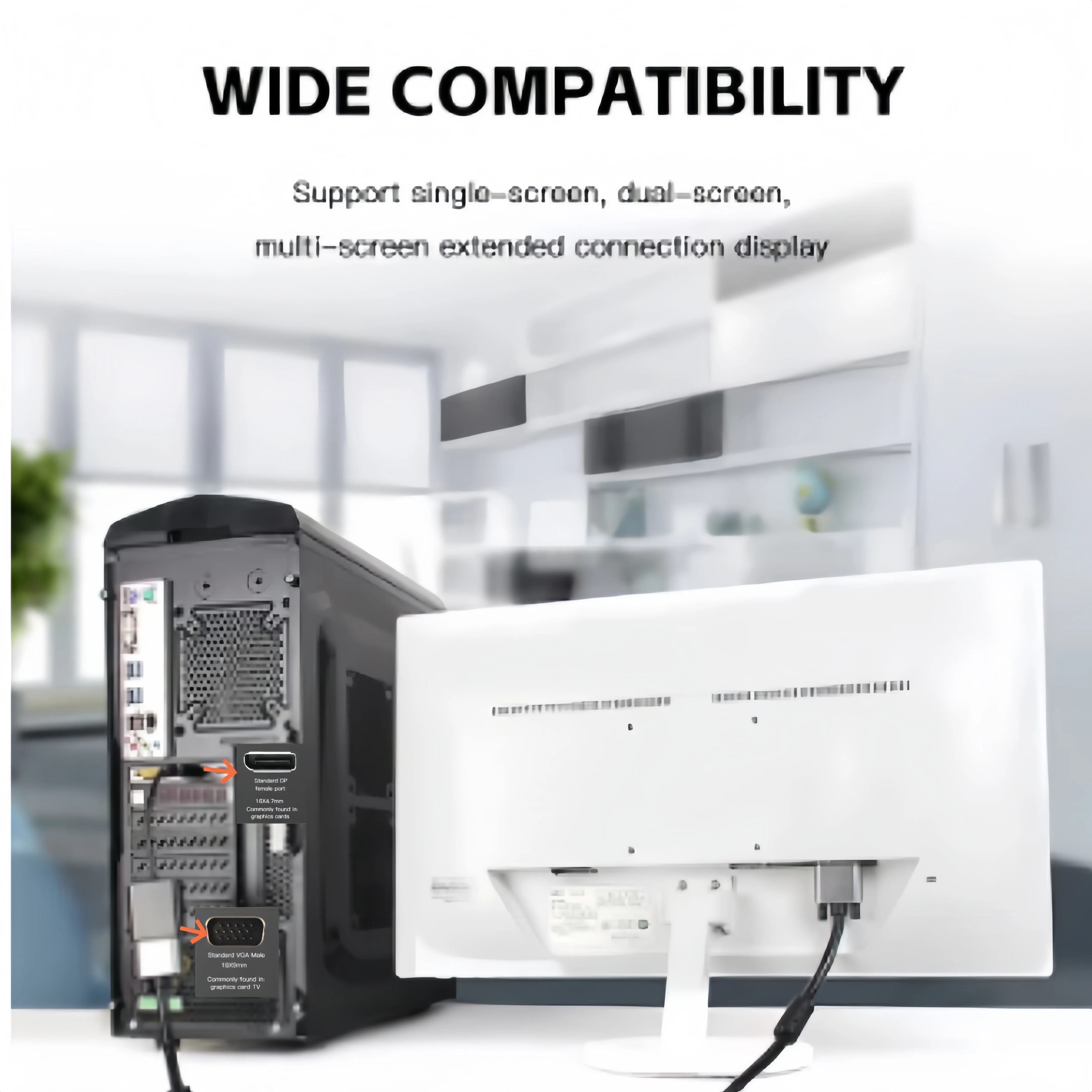 LccKaa DisplayPort Display Port DP to VGA Adapter Cable Male to Female Converter for PC Computer Laptop HDTV Monitor Projector