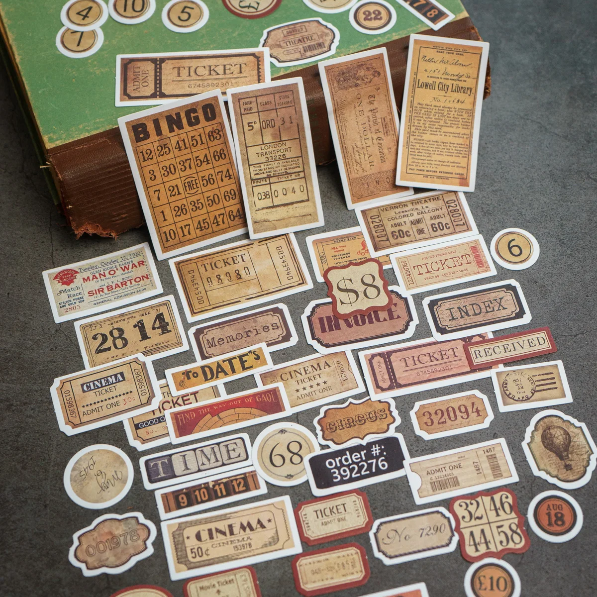 31Pcs Tim Holtz Style Number Junk Journal Label Vintage Stickers Retro DIY Album Planner Scrapbooking Material Craft Stickers