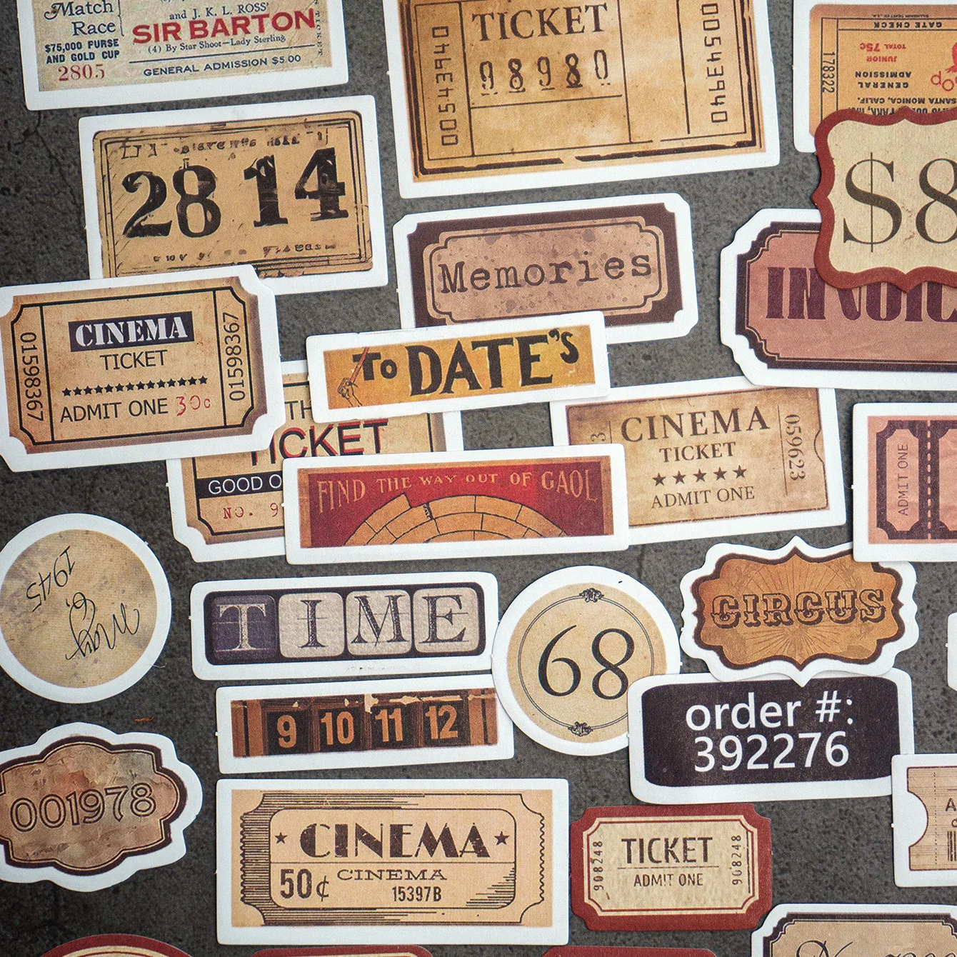 31Pcs Tim Holtz Style Number Junk Journal Label Vintage Stickers Retro DIY Album Planner Scrapbooking Material Craft Stickers