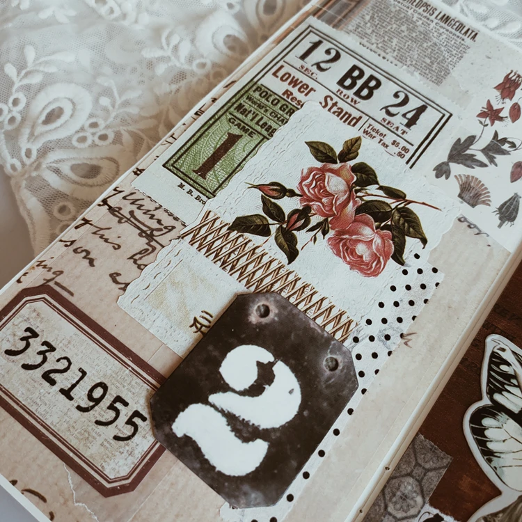 31Pcs Tim Holtz Style Number Junk Journal Label Vintage Stickers Retro DIY Album Planner Scrapbooking Material Craft Stickers
