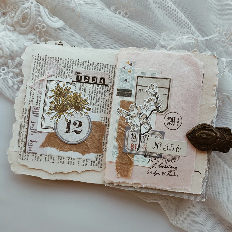 31Pcs Tim Holtz Style Number Junk Journal Label Vintage Stickers Retro DIY Album Planner Scrapbooking Material Craft Stickers