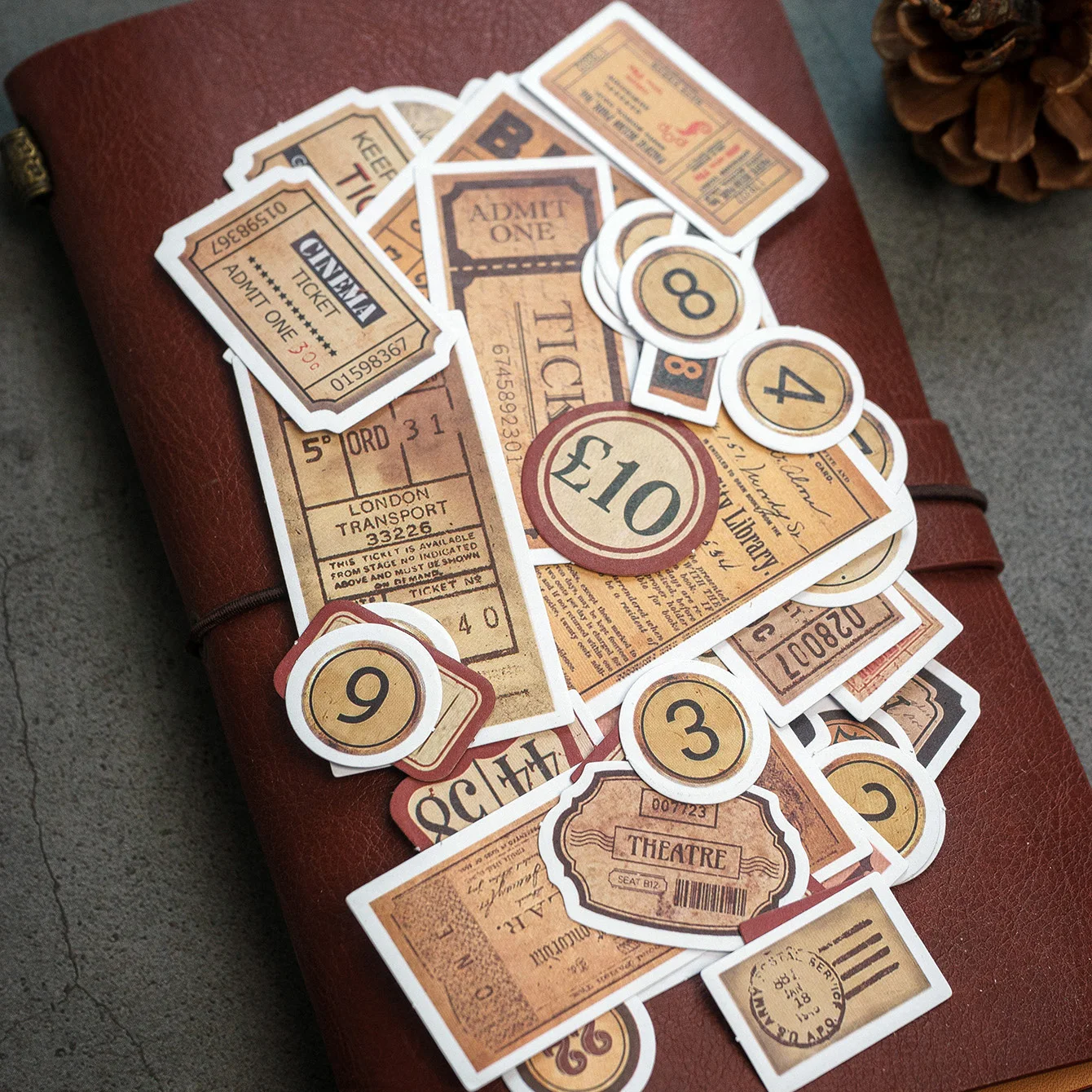 31Pcs Tim Holtz Style Number Junk Journal Label Vintage Stickers Retro DIY Album Planner Scrapbooking Material Craft Stickers