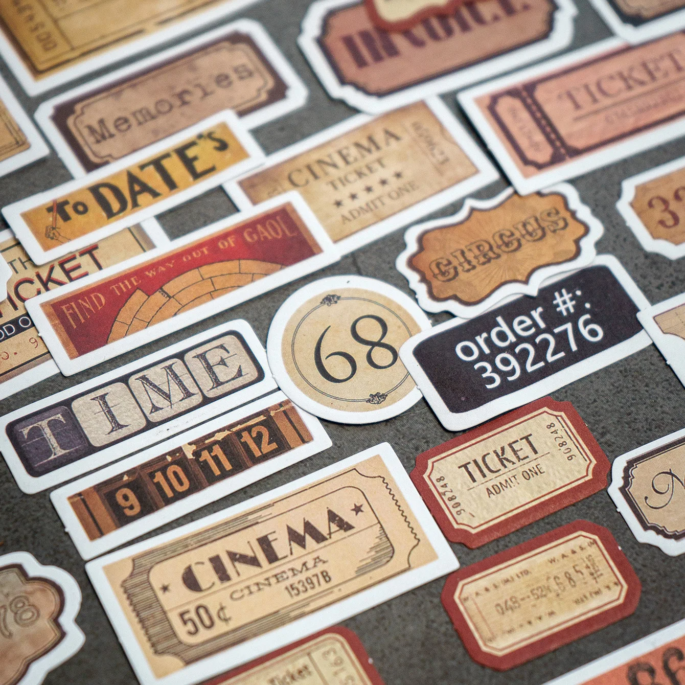31Pcs Tim Holtz Style Number Junk Journal Label Vintage Stickers Retro DIY Album Planner Scrapbooking Material Craft Stickers