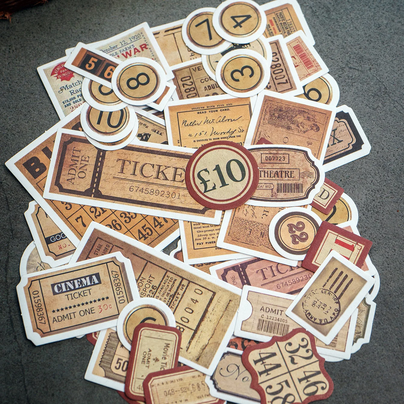 31Pcs Tim Holtz Style Number Junk Journal Label Vintage Stickers Retro DIY Album Planner Scrapbooking Material Craft Stickers