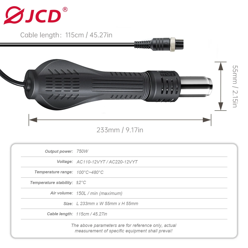 JCD 750W Heat Gun Digital Display Micro Rework Soldering Station Hot Air Gun For Welding Repair Tool Hair Dryer 8858