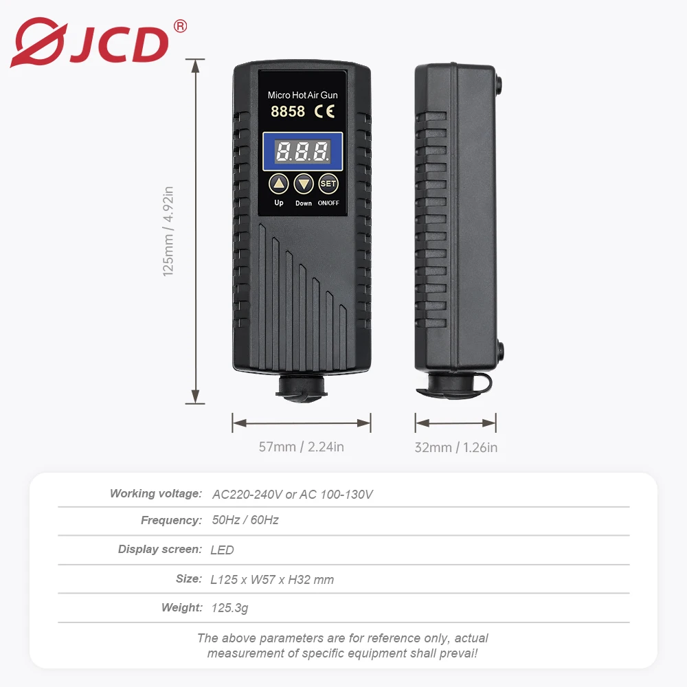 JCD 750W Heat Gun Digital Display Micro Rework Soldering Station Hot Air Gun For Welding Repair Tool Hair Dryer 8858