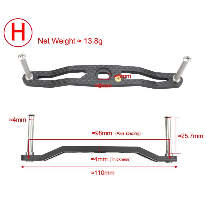 EKFAN 105MM 120MM 130MM 140MM 8*5MM Holes Carbon Fiber Fishing Left Right Handle For Dawa Bait Casting Reel Handles DIY Parts