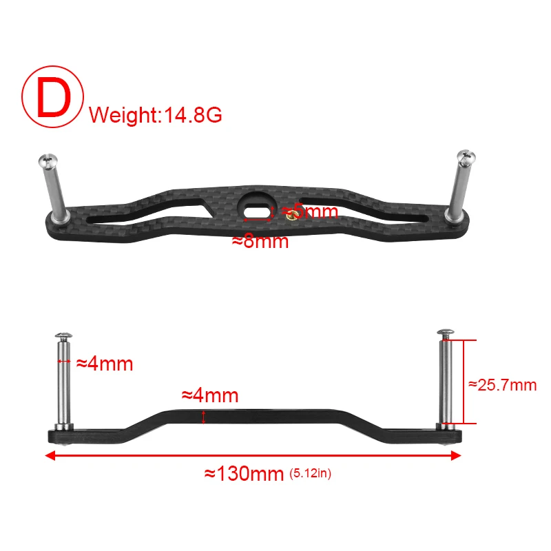 EKFAN 105MM 120MM 130MM 140MM 8*5MM Holes Carbon Fiber Fishing Left Right Handle For Dawa Bait Casting Reel Handles DIY Parts