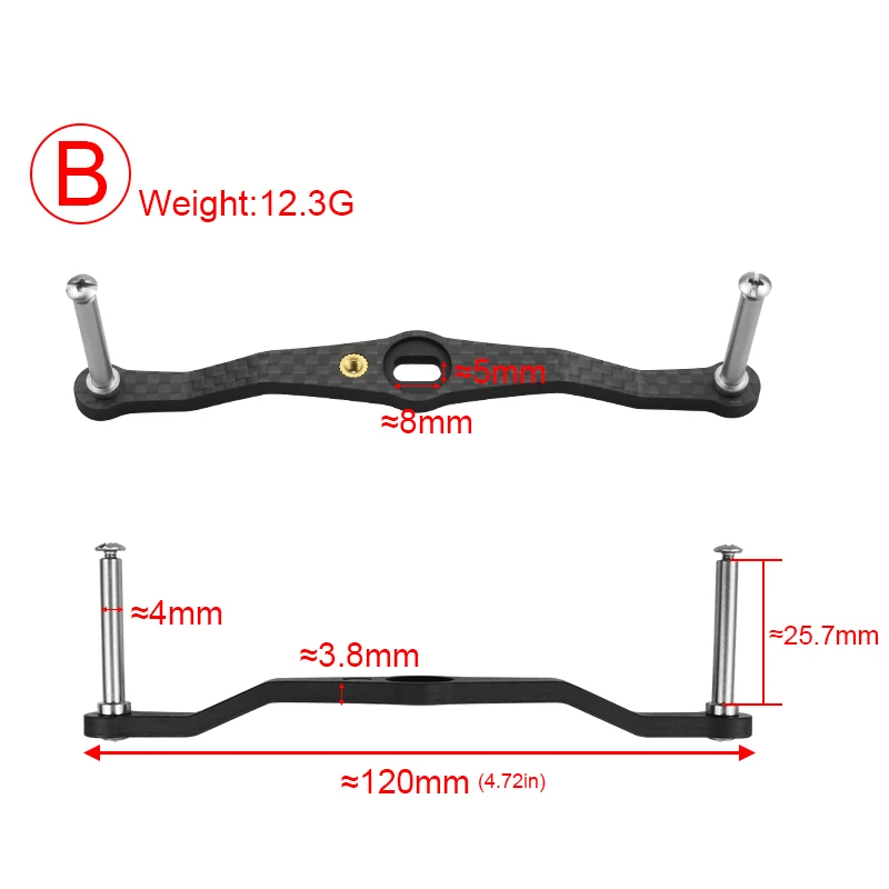 EKFAN 105MM 120MM 130MM 140MM 8*5MM Holes Carbon Fiber Fishing Left Right Handle For Dawa Bait Casting Reel Handles DIY Parts