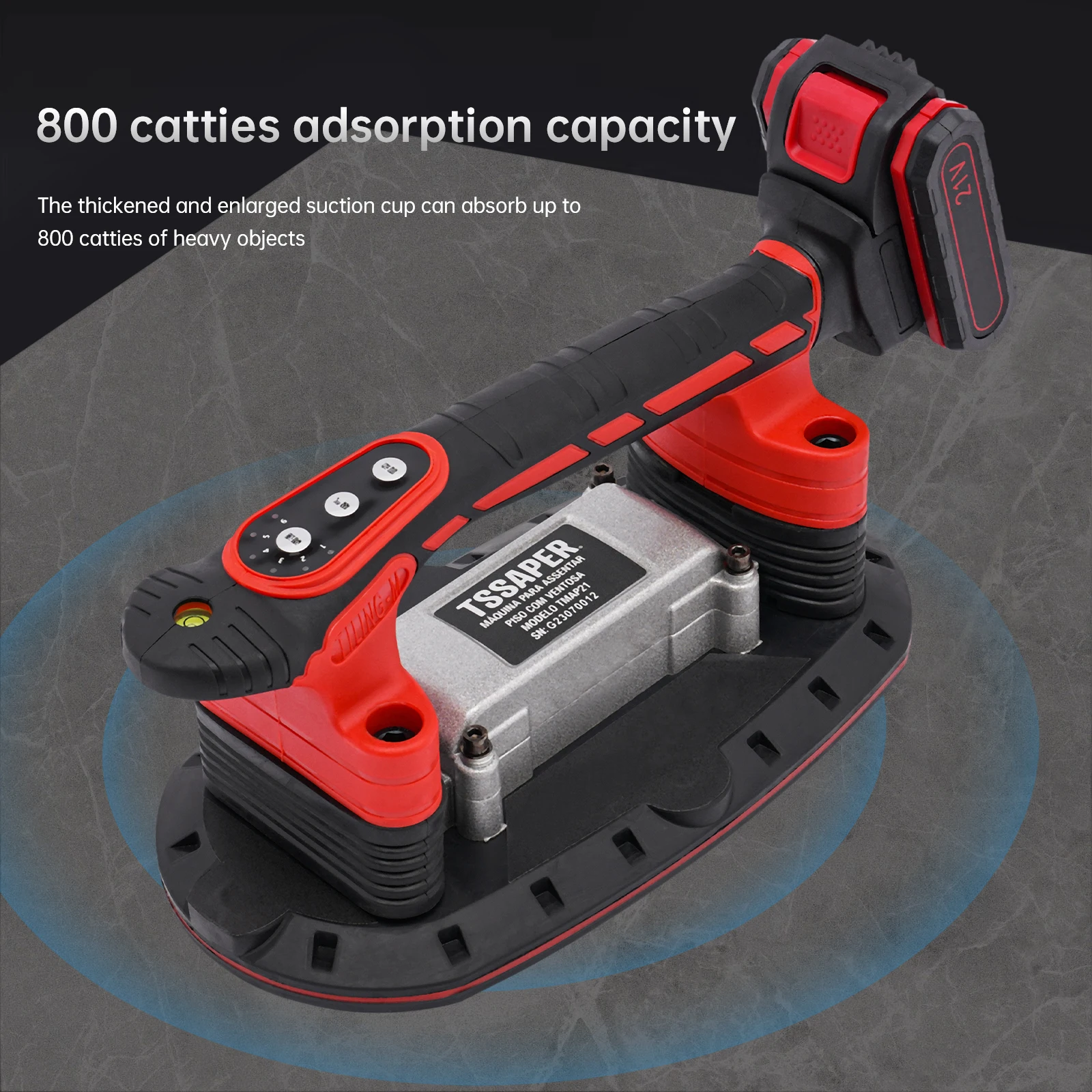 Tile Vibration Tool with Suction Cup, 21V 2000mAh Handheld Tool Vibrator, 6 Speeds Adjustable Tile Installation Machine 28000r/m