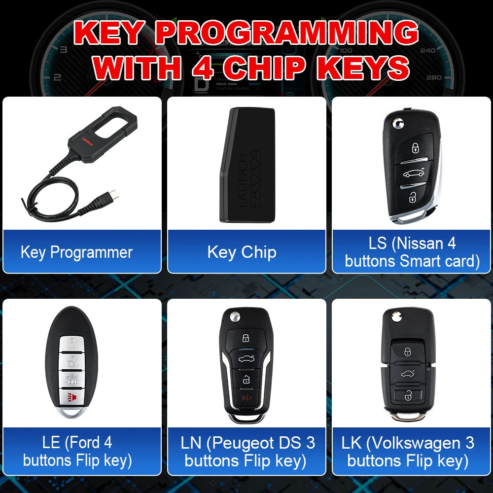 LAUNCH X-431 Car Key Programmer x 4 Keys Set Key Chip Work With X431 PAD V 5 IMMO ELITE IMMO PLUS PRO3 ACE PRO TT PRO3S+ELITE