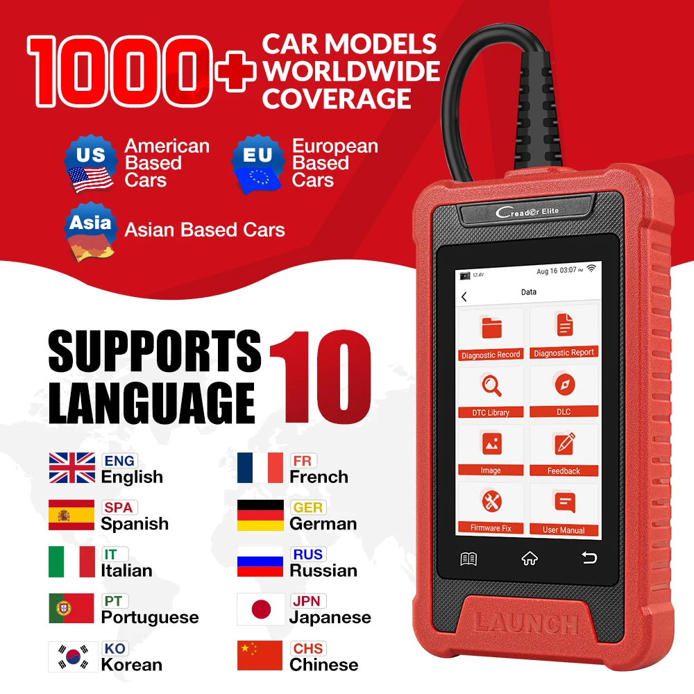 LAUNCH X431 Creader Elite CRE202 OBD2 Diagnostic Tools 2 Systems ABS SRS Diagnoses 2 Resets EOBD Scanner Lifetime Free Update