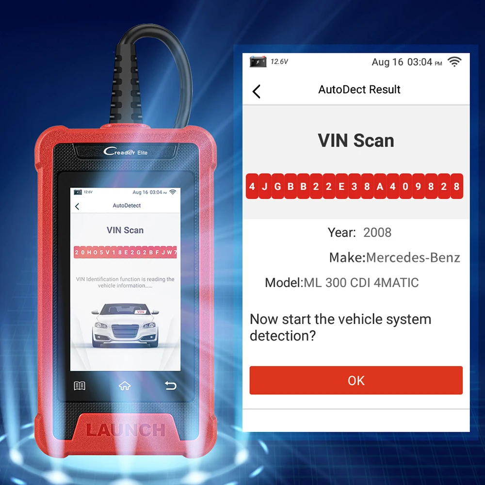 LAUNCH X431 Creader Elite CRE202 OBD2 Diagnostic Tools 2 Systems ABS SRS Diagnoses 2 Resets EOBD Scanner Lifetime Free Update