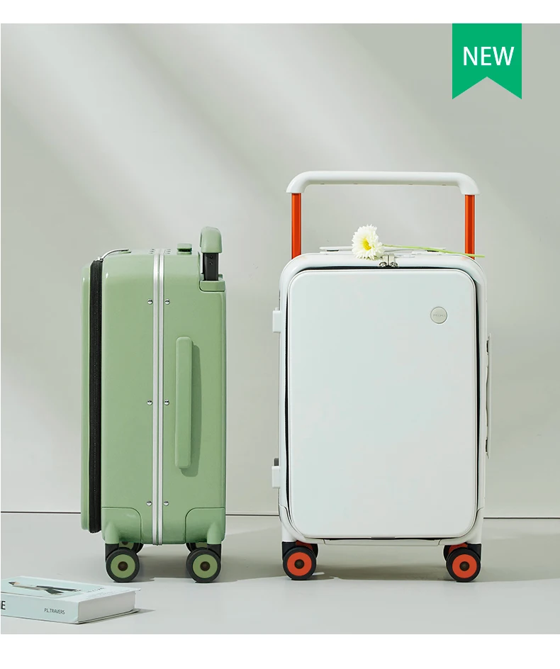 Mixi 2026 New Design Wide Handle Suitcase Men Carry-On Luggage Women Travel Trolley Case 20 Inch Cabin PC Aluminum Frame M9275