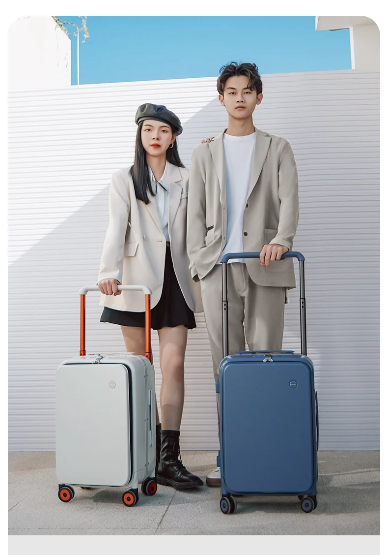 Mixi 2026 New Design Wide Handle Suitcase Men Carry-On Luggage Women Travel Trolley Case 20 Inch Cabin PC Aluminum Frame M9275