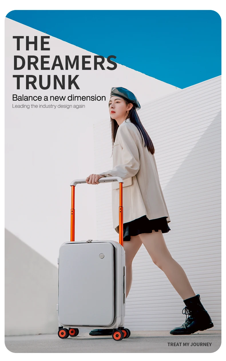 Mixi 2026 New Design Wide Handle Suitcase Men Carry-On Luggage Women Travel Trolley Case 20 Inch Cabin PC Aluminum Frame M9275