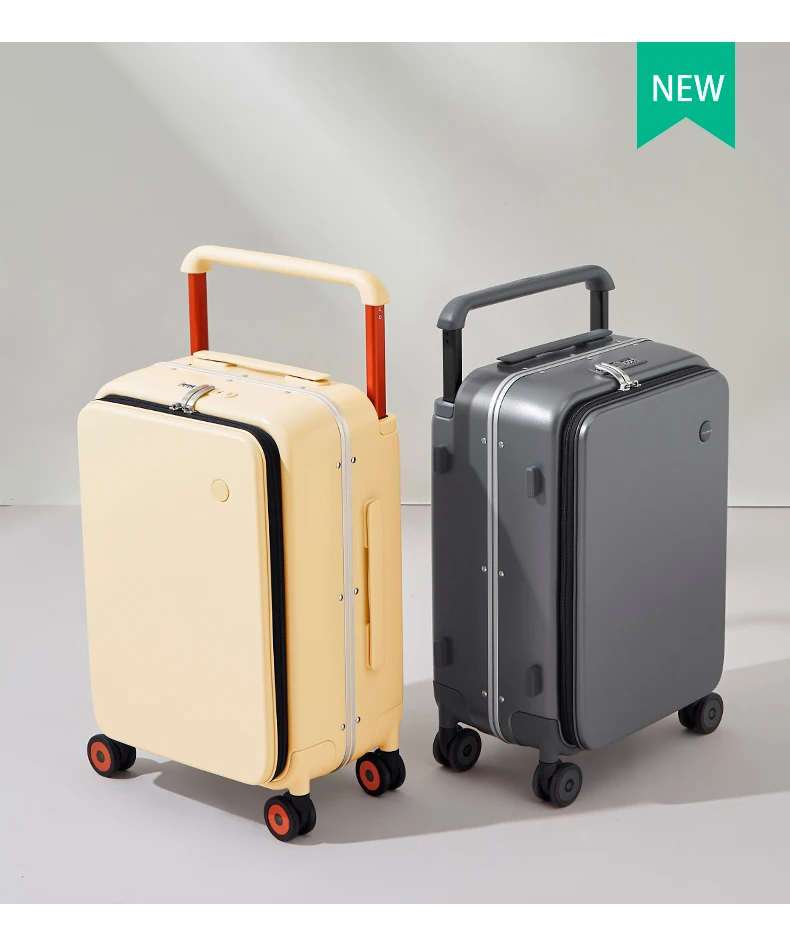 Mixi 2026 New Design Wide Handle Suitcase Men Carry-On Luggage Women Travel Trolley Case 20 Inch Cabin PC Aluminum Frame M9275